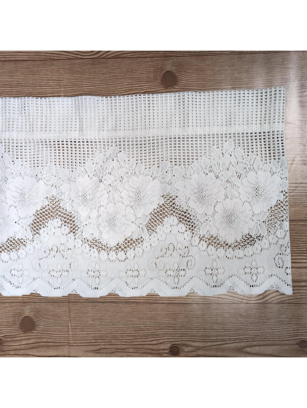 Vintage White Lace Cafe Kitchen Curtain Featuring a Floral and Rose Pattern